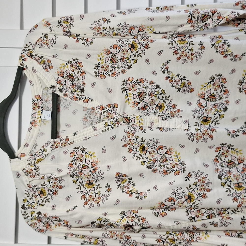 Old Navy Tunic Top Womens Me Multicolor Floral Print Cotton Blend Popover Blouse